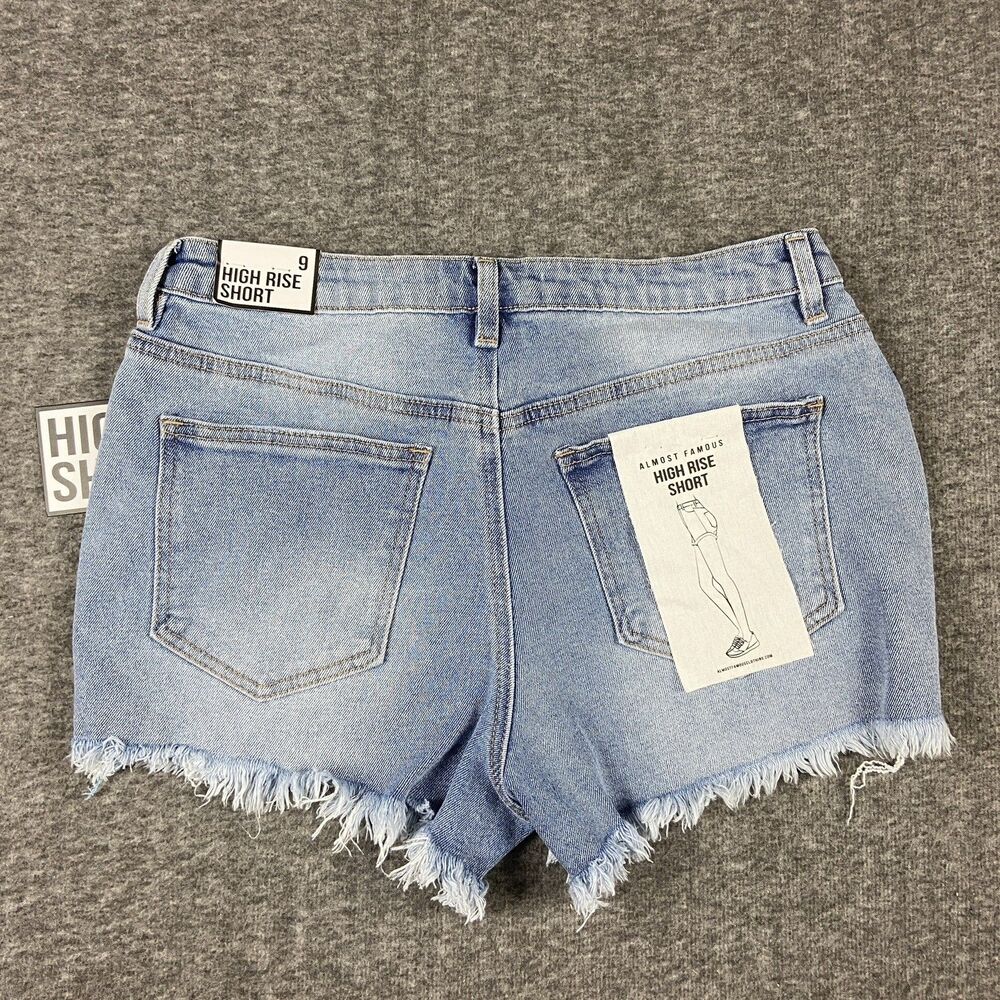 Almost Famous Cutoff Shorts Womens Juniors 9 High Rise Short Distressed Light - Picture 5 of 16